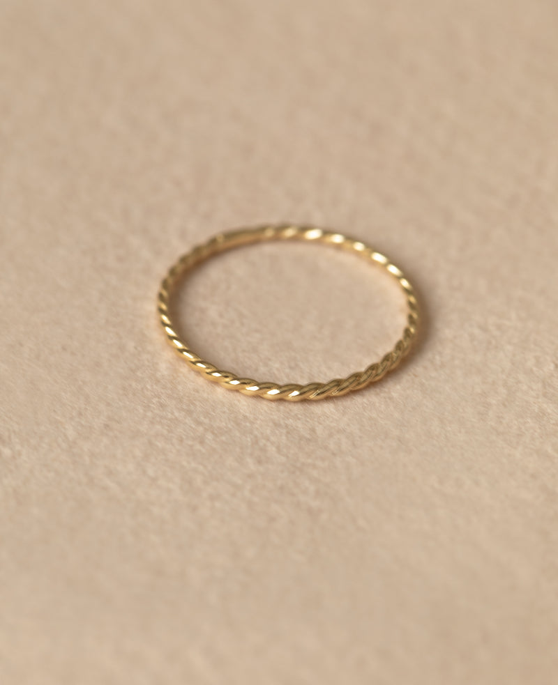 9K Solid Gold Thin Twist Stacking Ring