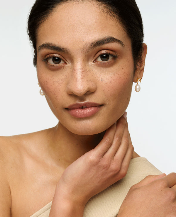 Topaz and Pearl Drop Earrings