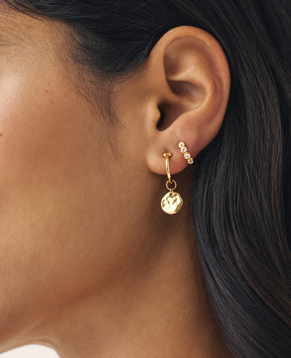 Topaz Bezel Huggie Hoops Gold