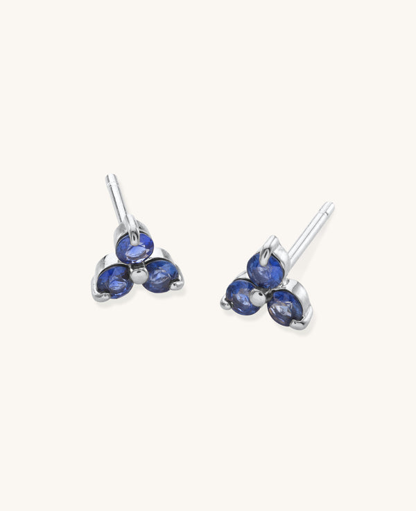 Blue Sapphire Large Fleur Studs