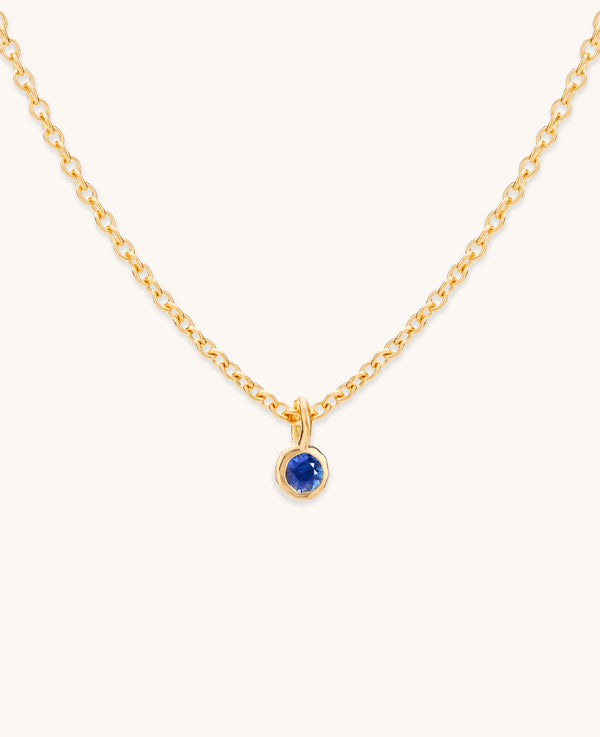 Blue Sapphire Droplet Necklace Gold