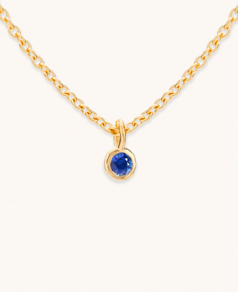 Blue Sapphire Droplet Necklace Gold