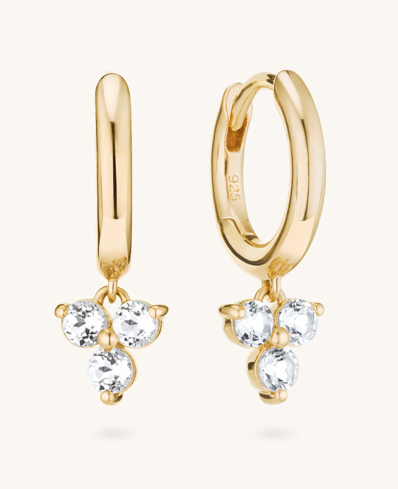 Topaz Fleur Dangle Hoops Gold