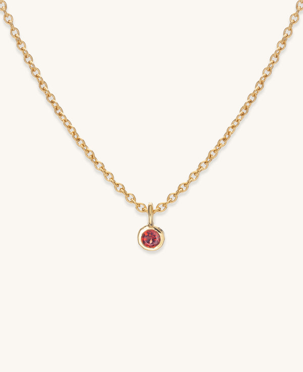 Garnet Droplet Necklace Gold