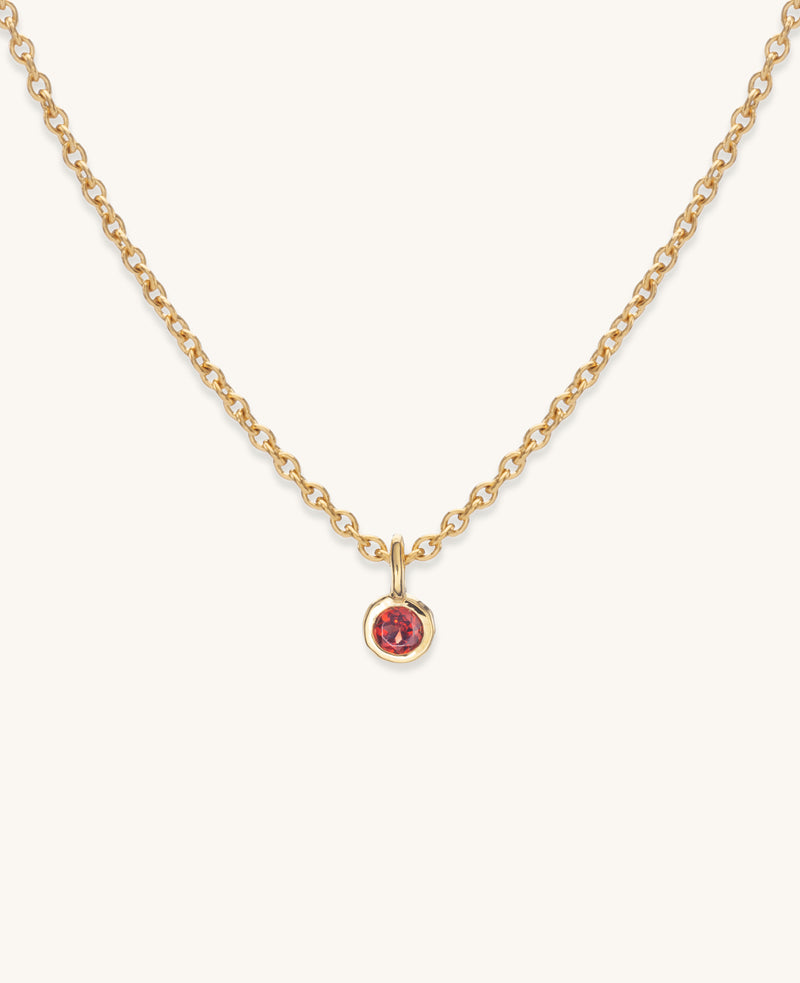 Garnet Droplet Necklace Gold