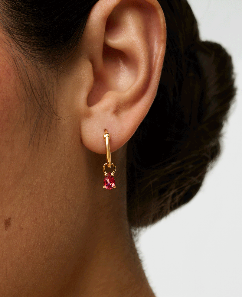 (PRE-ORDER) Teardrop Garnet Charm Hoops