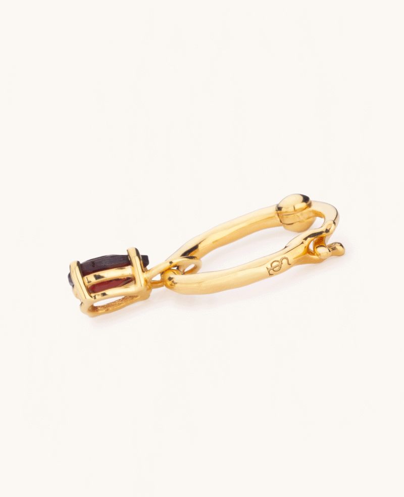*AVAILABLE FOR PRE-ORDER * Teardrop Garnet Charm Hoops