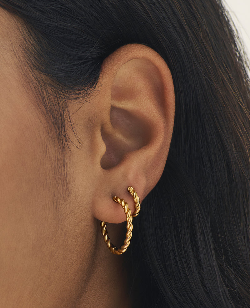 (Pre-Order) Large Twist Hoops Gold