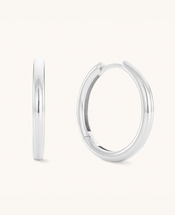 Large Plain Hoops Silver