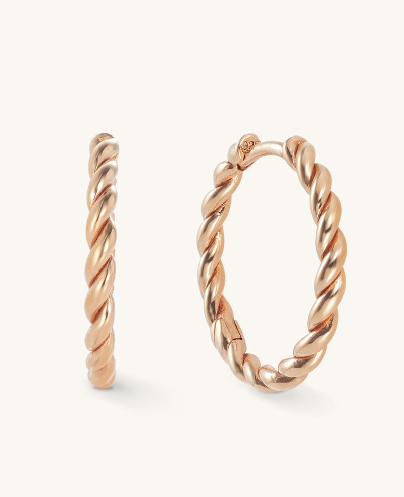 Large Twist Hoops Rose Gold