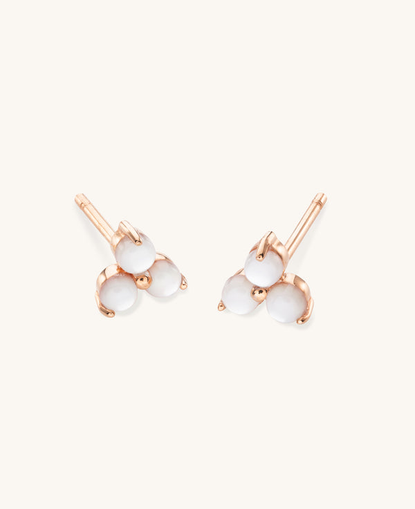 Mother Of Pearl Large Fleur Studs Rose Gold