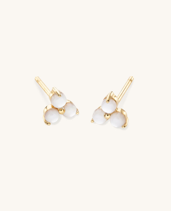 Mother Of Pearl Large Fleur Studs Gold