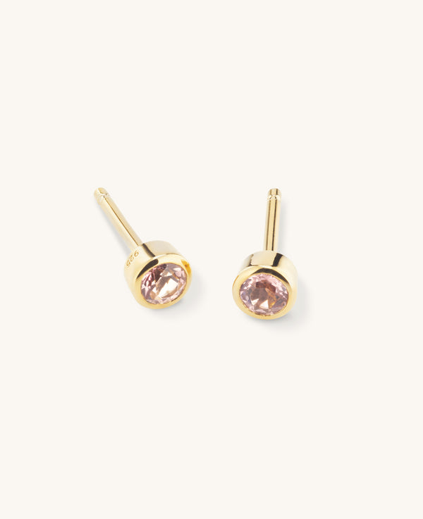 Tourmaline Round Studs Gold