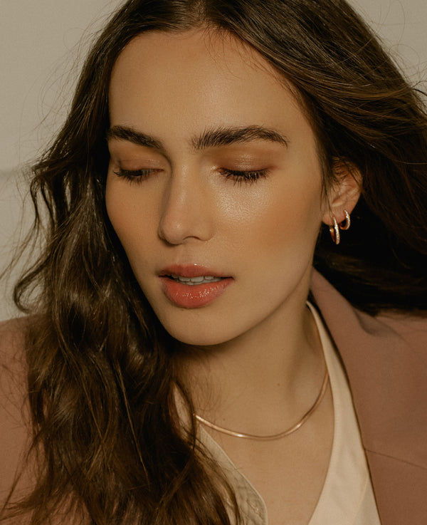 3mm Flat Snake Chain Necklace Rose Gold