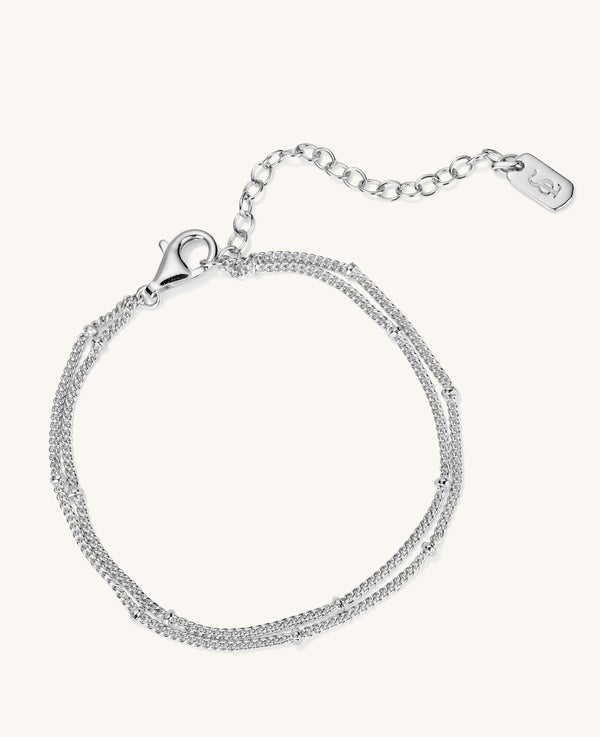 (Pre-Order) Double Strand Beaded Bracelet Silver