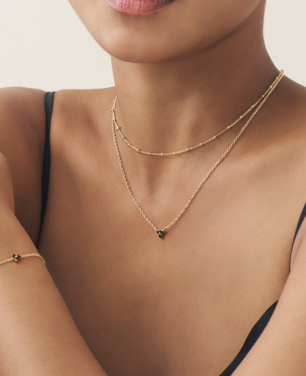 Single Strand Beaded Satellite Necklace Gold