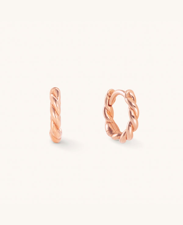 Small Twist Hoops Rose Gold