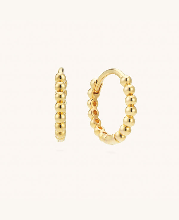 *SAMPLE SALE* Thin Beaded Hoops Gold
