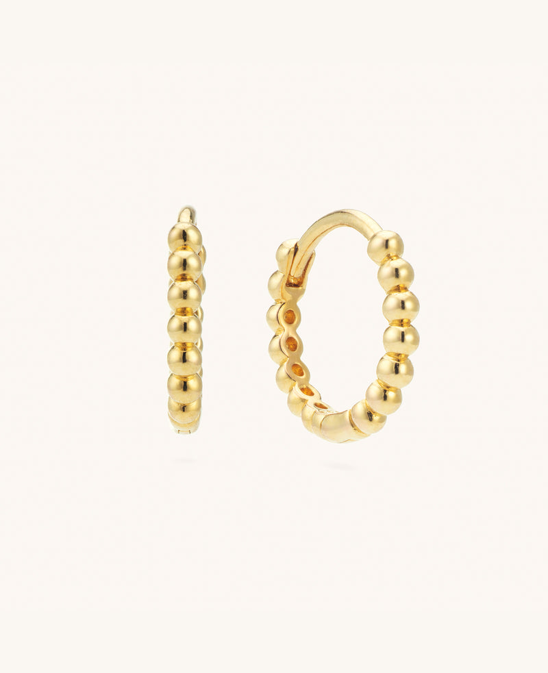 *SAMPLE SALE* Thin Beaded Hoops Gold