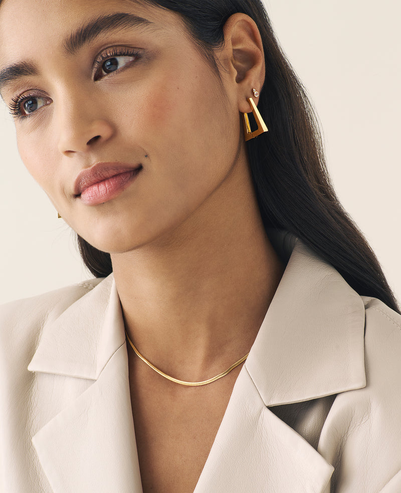 Topaz Double Stud Earrings Gold