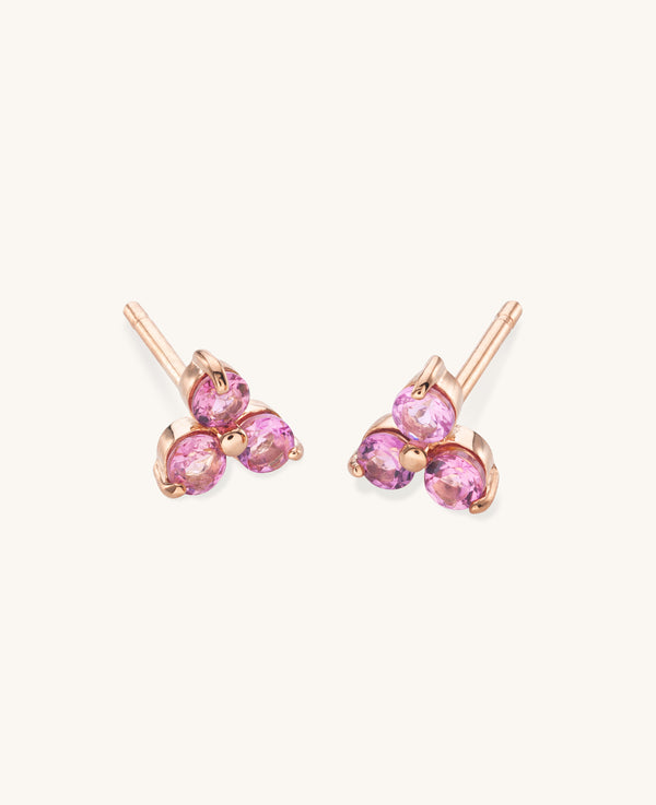 Tourmaline Large  Fleur Studs Rose Gold