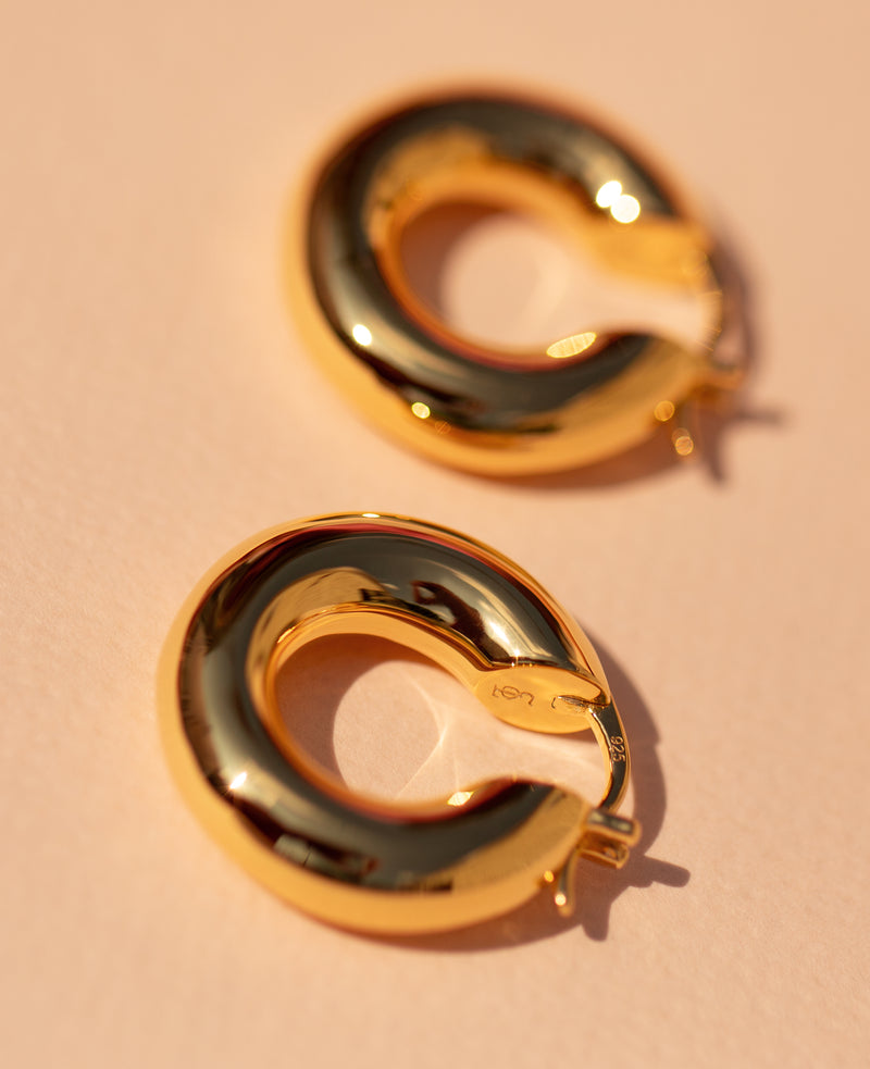 Chunky Tube Hoops Gold