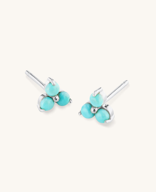 Turquoise Large Fleur Studs Silver
