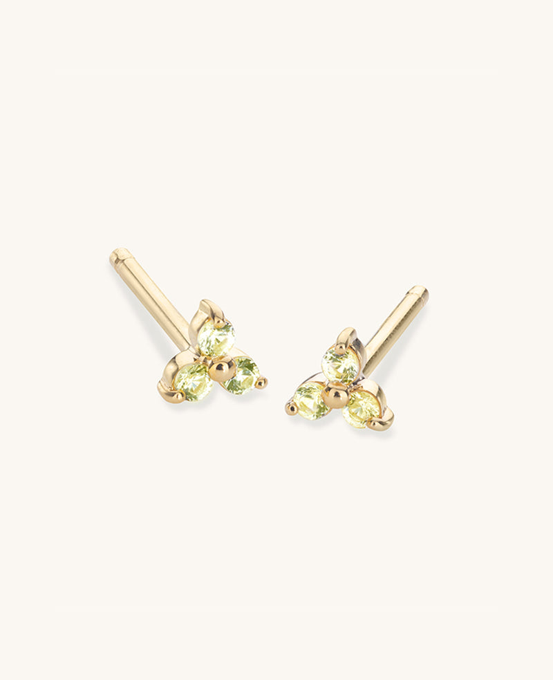 9K Solid Gold Yellow Sapphire Mini Fleur Studs