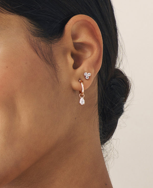 Zircon Teardrop Hoops Rose Gold