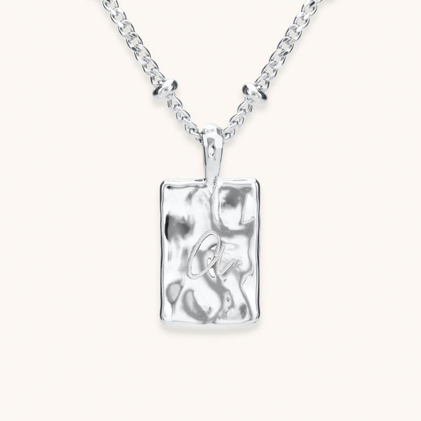 Engravable Mini Initial Notebook Necklace Silver