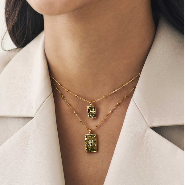Engravable Mini Initial Notebook Necklace Gold
